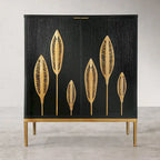 Evari Mid-century Modern 2-Door Accent Cabinet Sideboard Antique Gold Storage Shelf for Living/ Dining Room