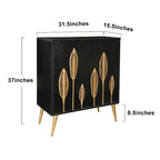 Buffet Mid-century Modern à 2 portes - Meuble d'appoint or antique avec étagère de rangement pour salon/salle à manger