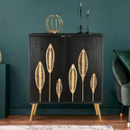 Buffet Mid-century Modern à 2 portes - Meuble d'appoint or antique avec étagère de rangement pour salon/salle à manger