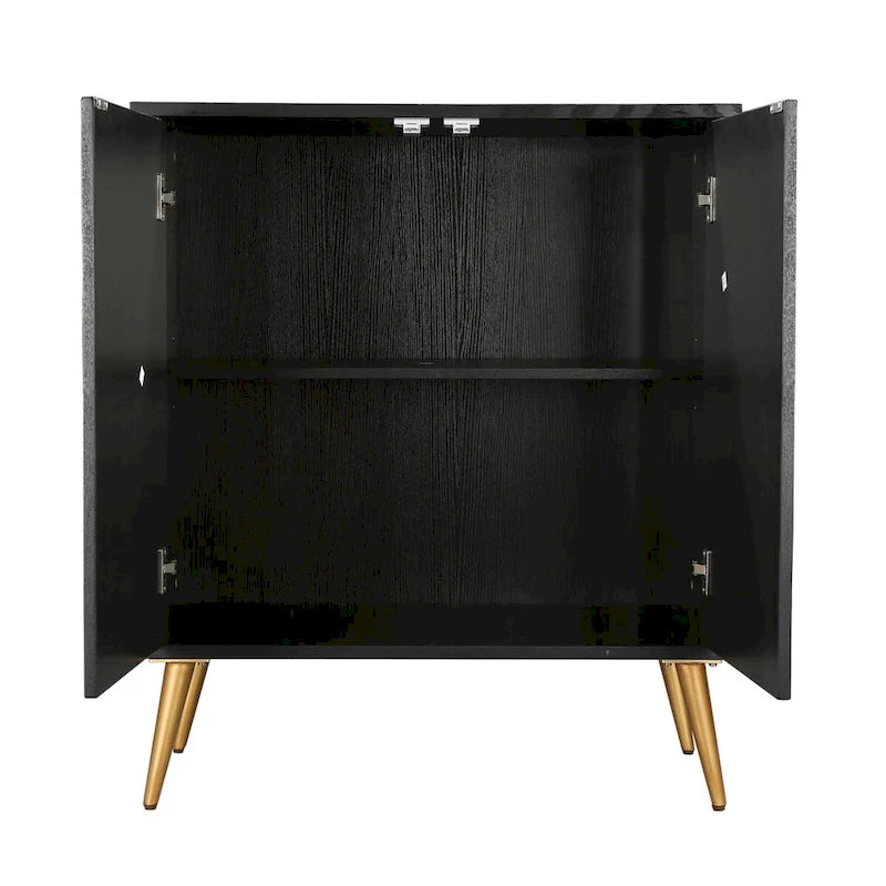Buffet Mid-century Modern à 2 portes - Meuble d'appoint or antique avec étagère de rangement pour salon/salle à manger