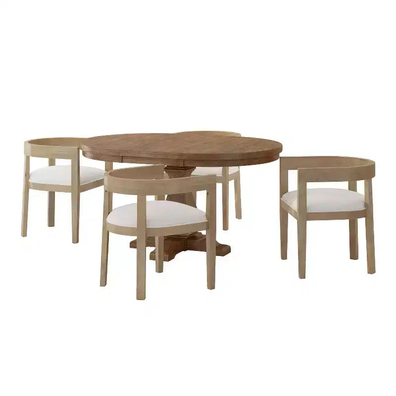 Ensemble de salle à manger 5 pièces en tissu et bois Hudson Christopher Knight Home, clair