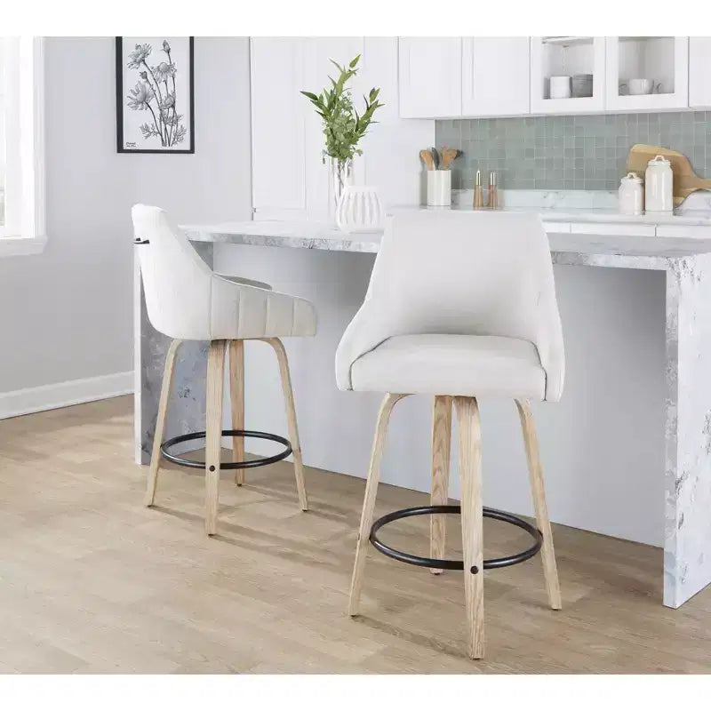 LumiSource Lot de 2 tabourets de bar hauteur comptoir Hannah en bois délavé