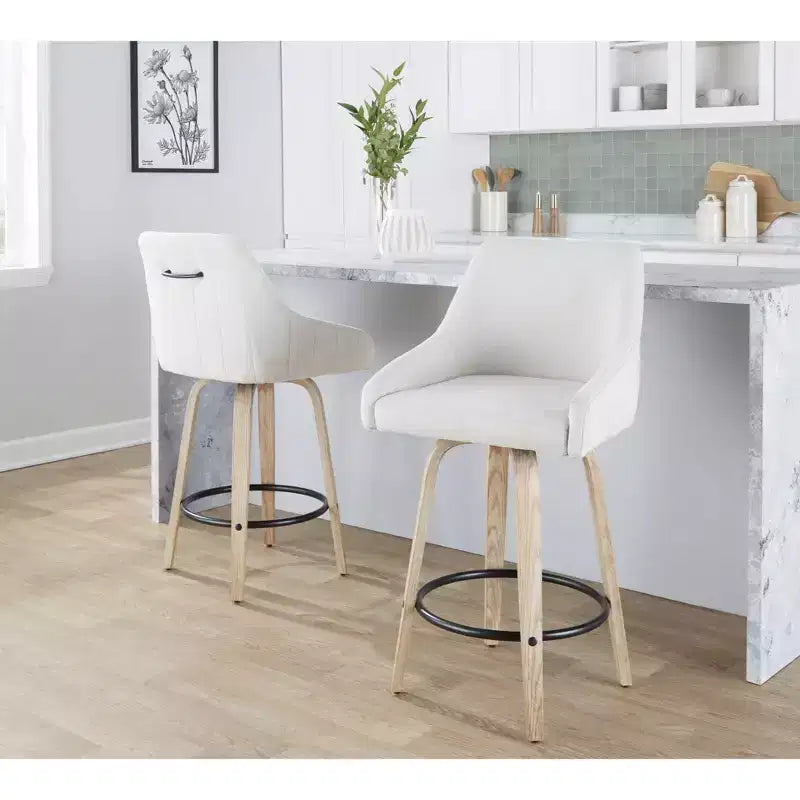LumiSource Lot de 2 tabourets de bar hauteur comptoir Hannah en bois délavé