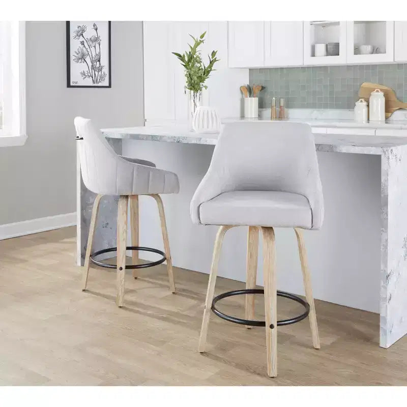 LumiSource Lot de 2 tabourets de bar hauteur comptoir Hannah en bois délavé