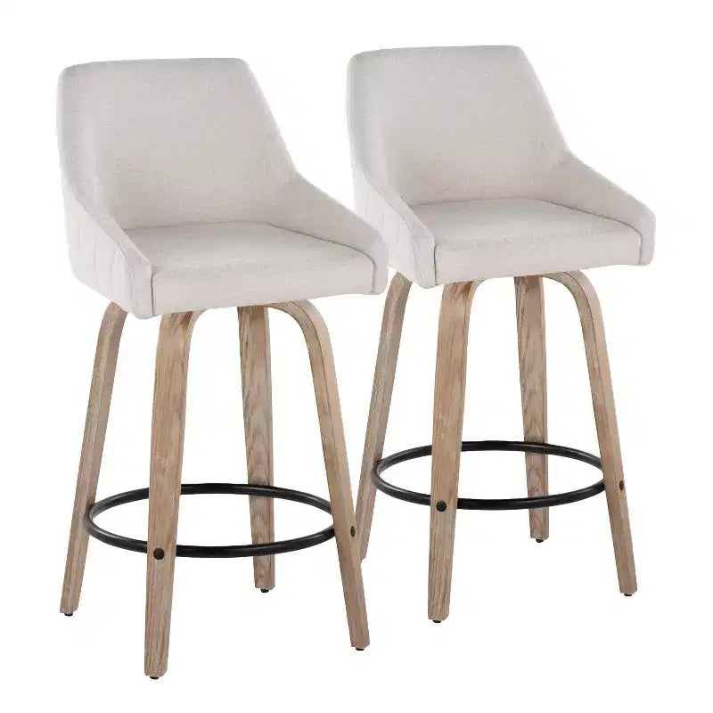 LumiSource Lot de 2 tabourets de bar hauteur comptoir Hannah en bois délavé