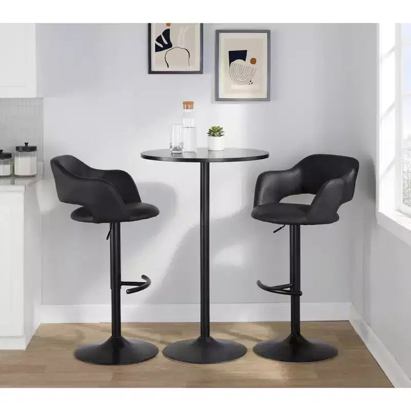 LumiSource Lot de 2 tabourets de bar réglables Margarite en similicuir noir