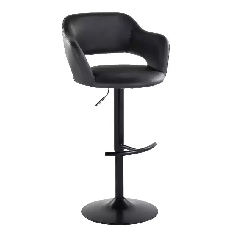 LumiSource Lot de 2 tabourets de bar réglables Margarite en similicuir noir