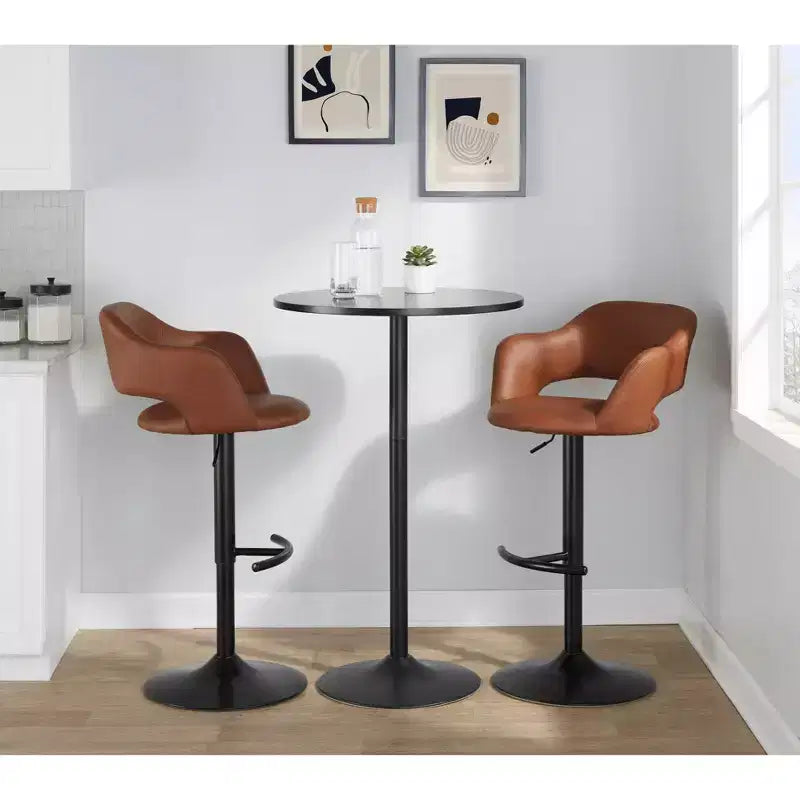 LumiSource Lot de 2 tabourets de bar réglables Margarite en similicuir noir