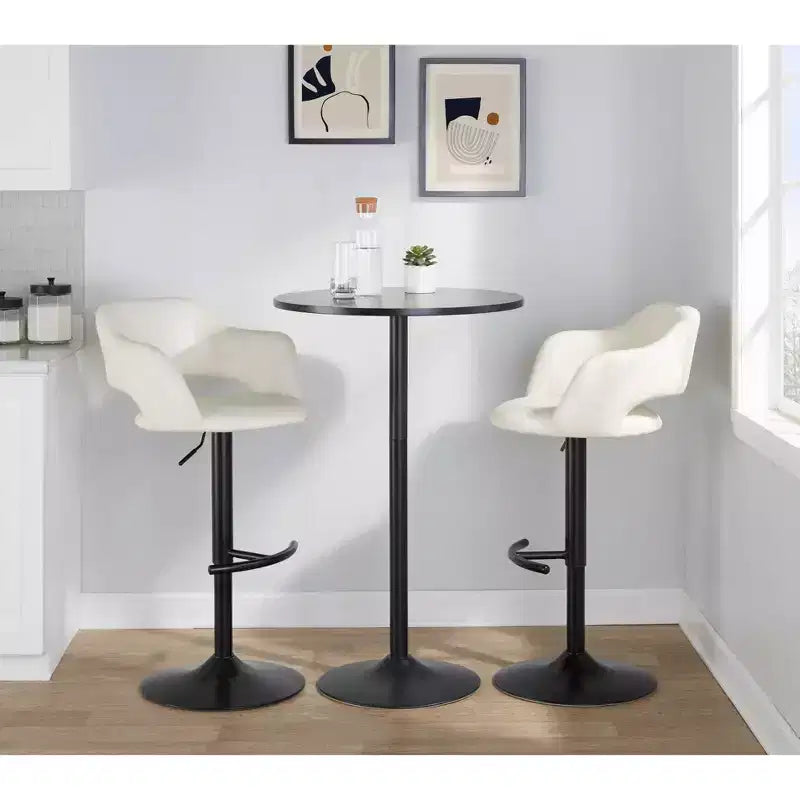 LumiSource Lot de 2 tabourets de bar réglables Margarite en similicuir noir