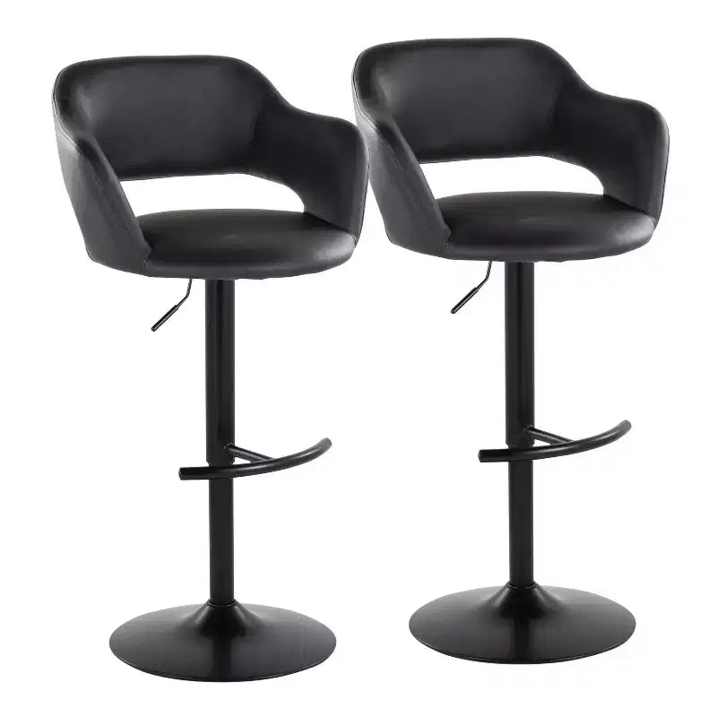LumiSource Set of 2 Margarite Adjustable Barstools Black PU