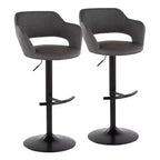 LumiSource Lot de 2 tabourets de bar réglables Margarite en similicuir noir