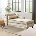 Chaise longue de rangement française élégante en velours avec un oreiller