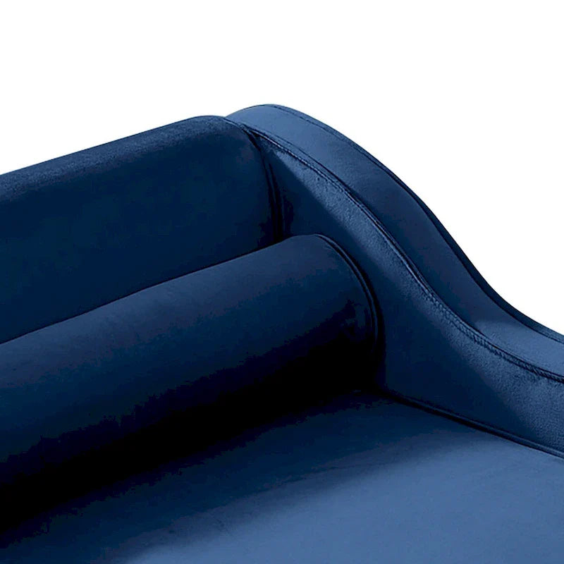 Chaise longue de rangement française élégante en velours avec un oreiller