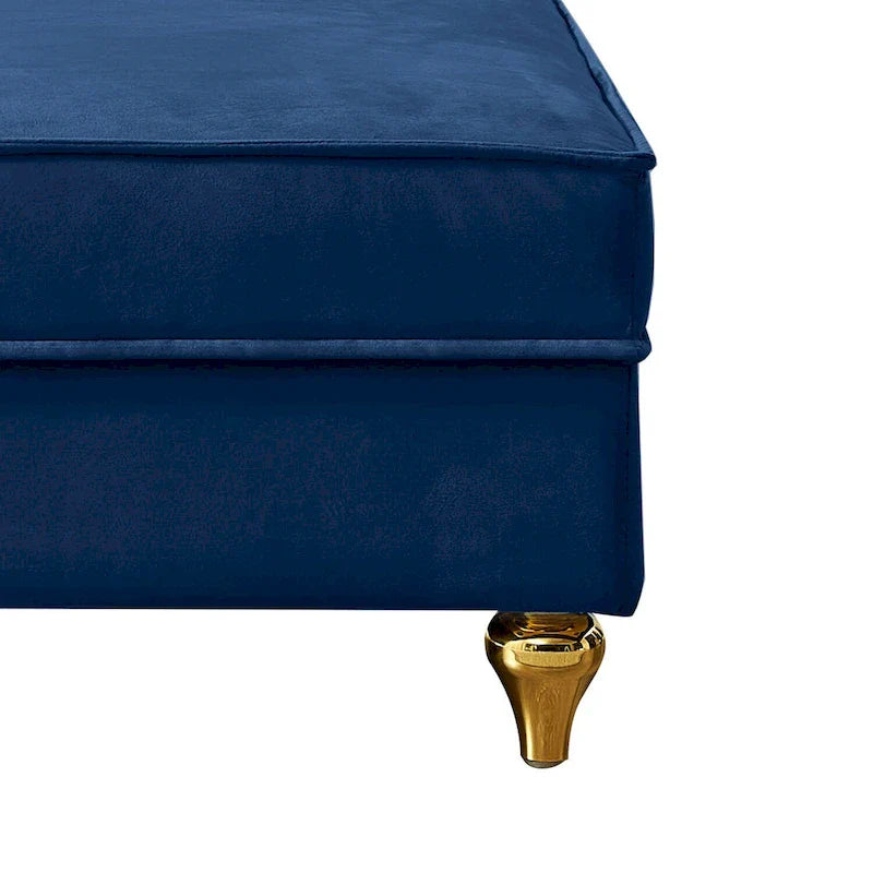 Chaise longue de rangement française élégante en velours avec un oreiller