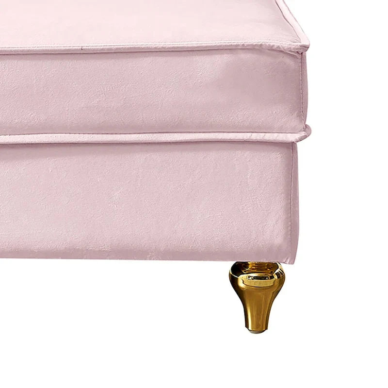 Chaise longue de rangement française élégante en velours avec un oreiller