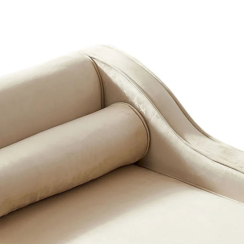 Chaise longue de rangement française élégante en velours avec un oreiller