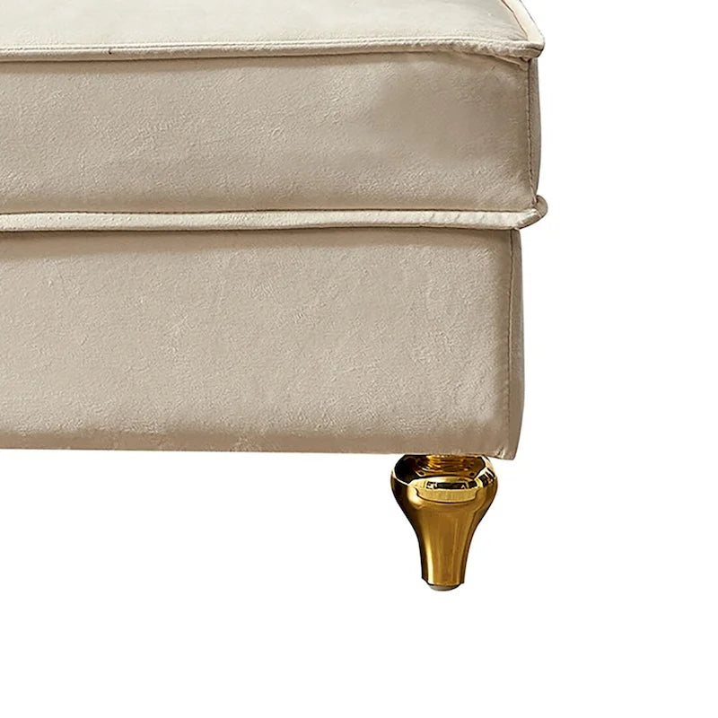 Chaise longue de rangement française élégante en velours avec un oreiller