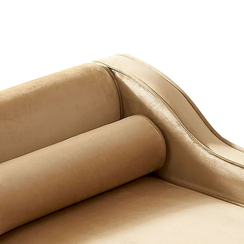 Chaise longue de rangement française élégante en velours avec un oreiller