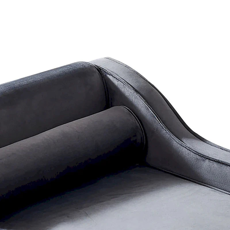 Chaise longue de rangement française élégante en velours avec un oreiller
