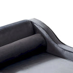 Chaise longue de rangement française élégante en velours avec un oreiller