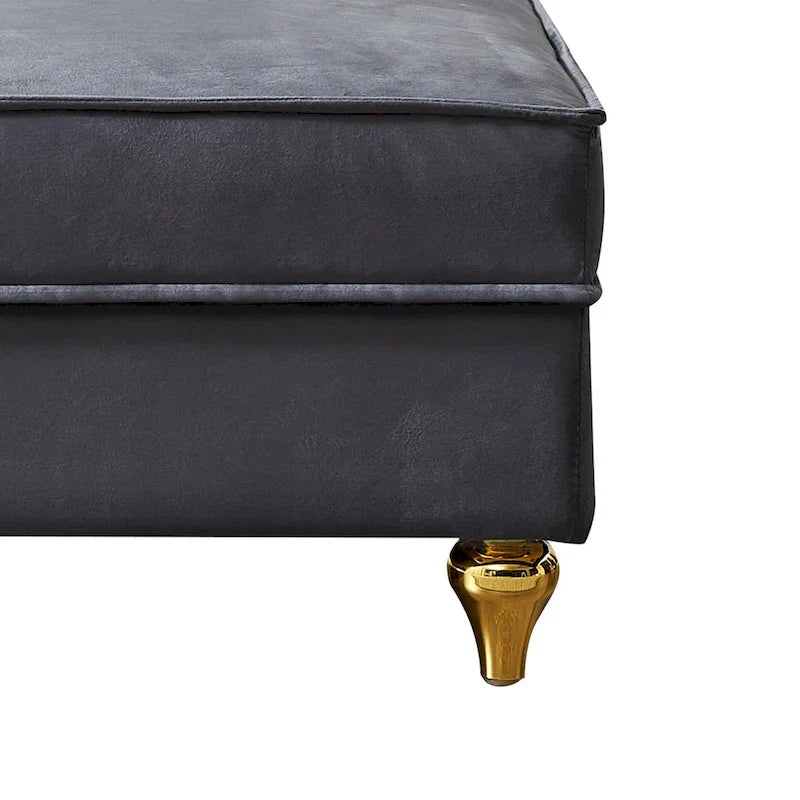 Chaise longue de rangement française élégante en velours avec un oreiller
