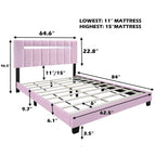 Cadre de lit Queen Size en velours capitonné avec caractéristiques réglables, collection préférée des adolescentes