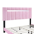 Cadre de lit Queen Size en velours capitonné avec caractéristiques réglables, collection préférée des adolescentes