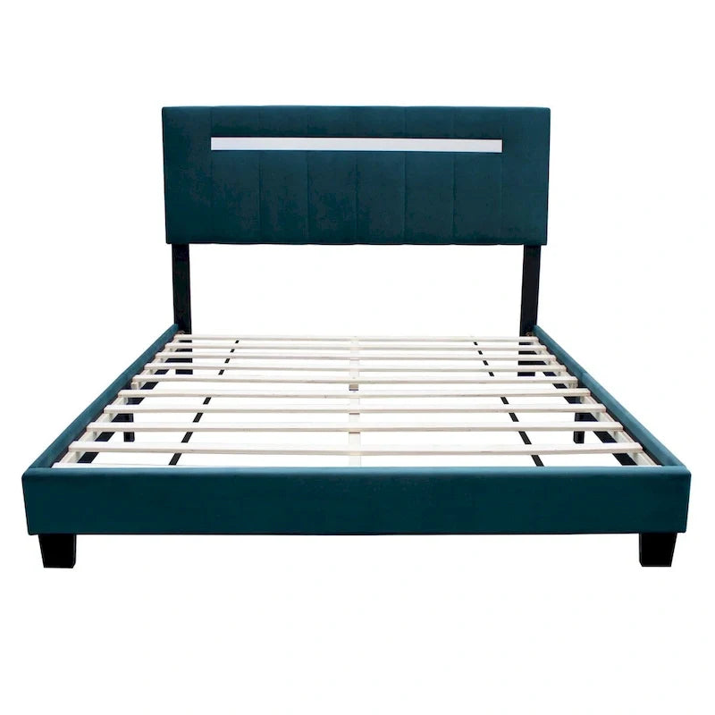 Cadre de lit Queen Size en velours capitonné avec caractéristiques réglables, collection préférée des adolescentes