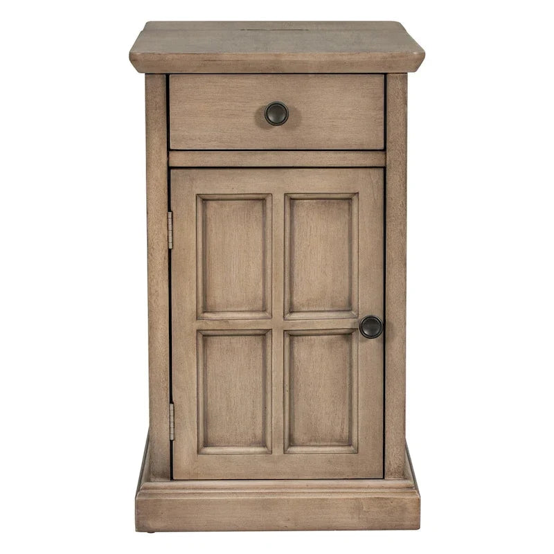 Table d'appoint de salon vintage classique avec ports USB et un tiroir multifonctionnel avec porte-gobelets