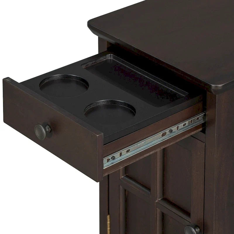 Table d'appoint de salon vintage classique avec ports USB et un tiroir multifonctionnel avec porte-gobelets