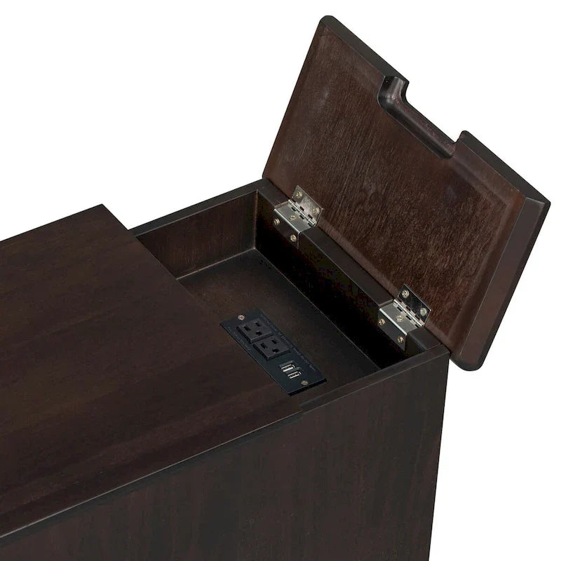 Table d'appoint de salon vintage classique avec ports USB et un tiroir multifonctionnel avec porte-gobelets