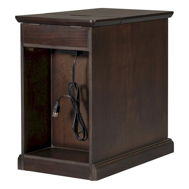Table d'appoint de salon vintage classique avec ports USB et un tiroir multifonctionnel avec porte-gobelets