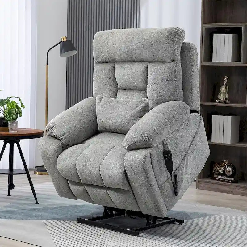 Oversize Dual Motor Massage Recliner w/Heat, Lift Sofa for Elderly, Cup Holder,180 degrees