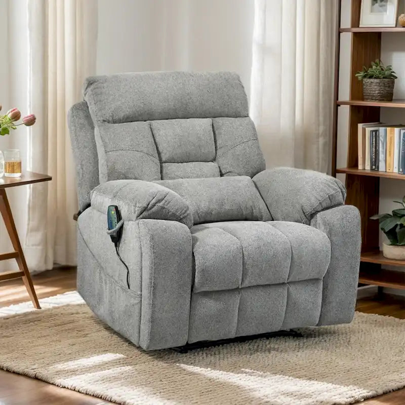 Fauteuil inclinable massant à deux moteurs surdimensionné avec chaleur, canapé élévateur pour personnes âgées, porte-gobelet, 180 degrés