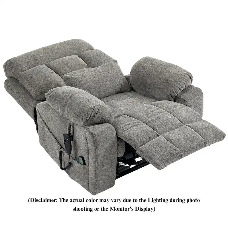 Fauteuil inclinable massant à deux moteurs surdimensionné avec chaleur, canapé élévateur pour personnes âgées, porte-gobelet, 180 degrés