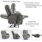 Fauteuil inclinable massant à deux moteurs surdimensionné avec chaleur, canapé élévateur pour personnes âgées, porte-gobelet, 180 degrés