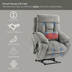 Fauteuil inclinable massant à deux moteurs surdimensionné avec chaleur, canapé élévateur pour personnes âgées, porte-gobelet, 180 degrés