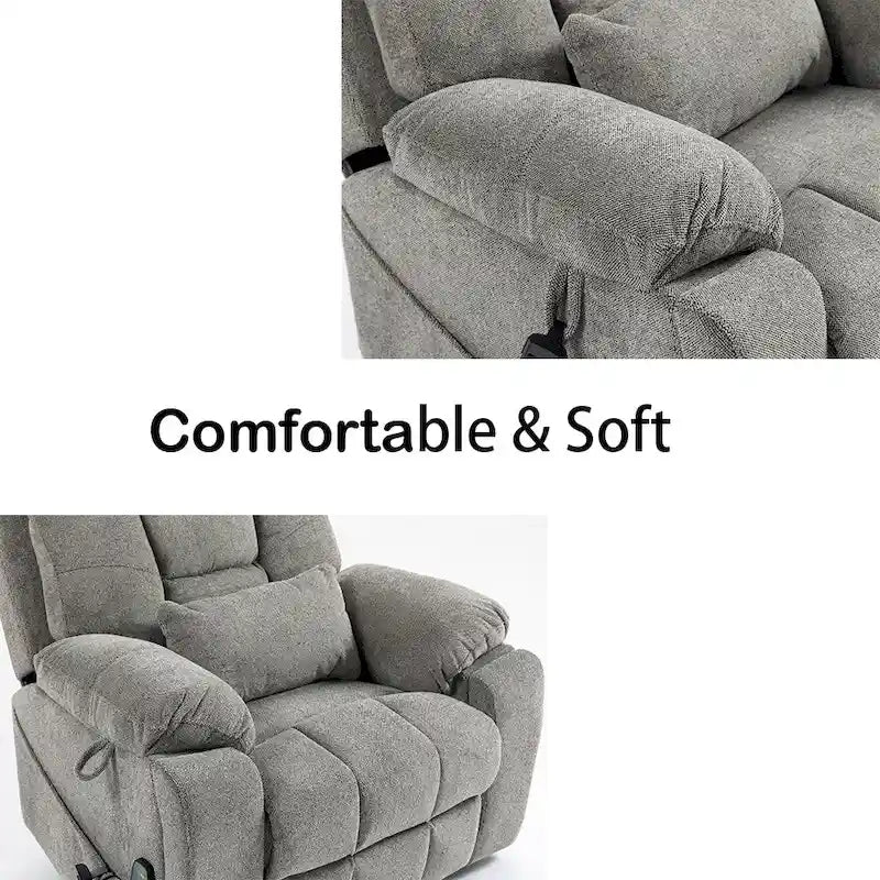 Fauteuil inclinable massant à deux moteurs surdimensionné avec chaleur, canapé élévateur pour personnes âgées, porte-gobelet, 180 degrés