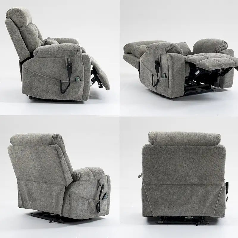 Fauteuil inclinable massant à deux moteurs surdimensionné avec chaleur, canapé élévateur pour personnes âgées, porte-gobelet, 180 degrés