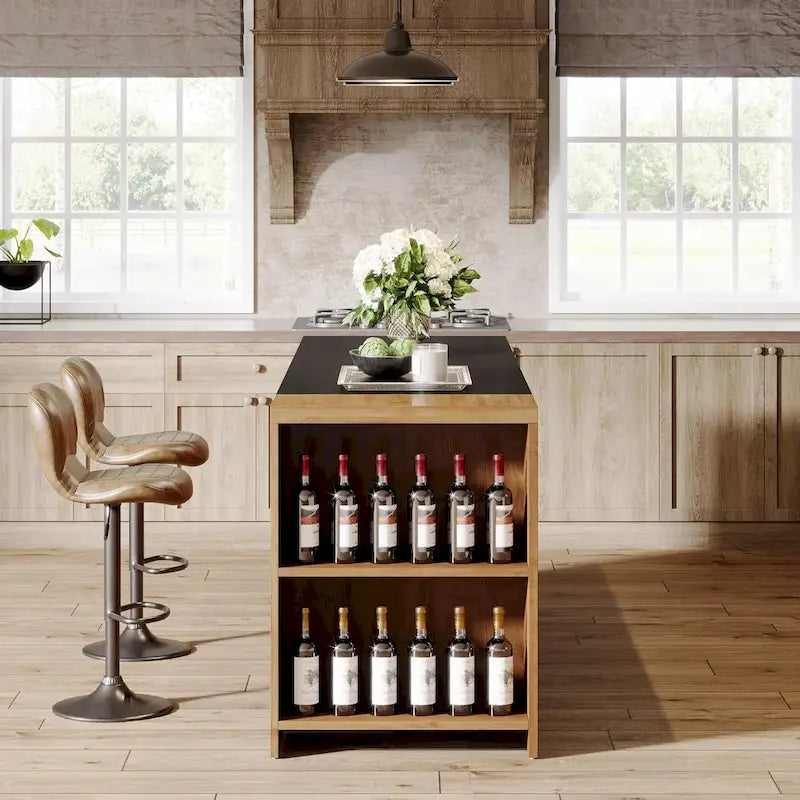 Îlot de cuisine de style campagnard de 55 pouces avec rangement pour la cuisine et la salle à manger