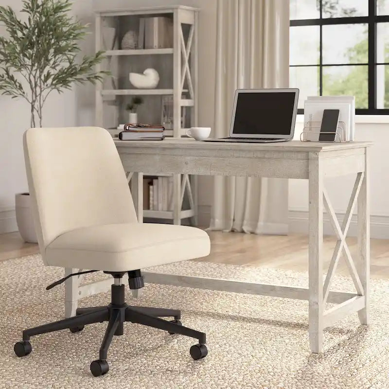 Chaise de bureau sans accoudoirs Bush Furniture Serenity à dossier mi-hauteur avec roulettes