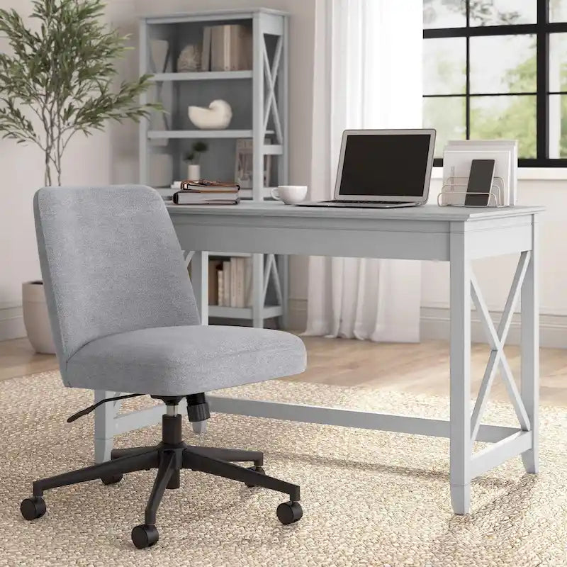 Chaise de bureau sans accoudoirs Bush Furniture Serenity à dossier mi-hauteur avec roulettes