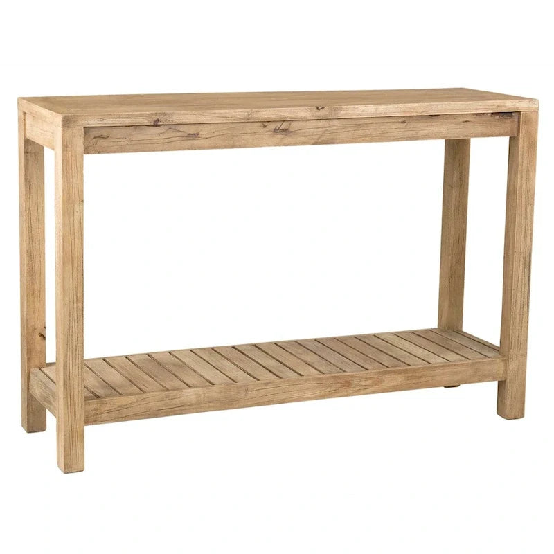 Console d'entrée en bois massif avec étagère