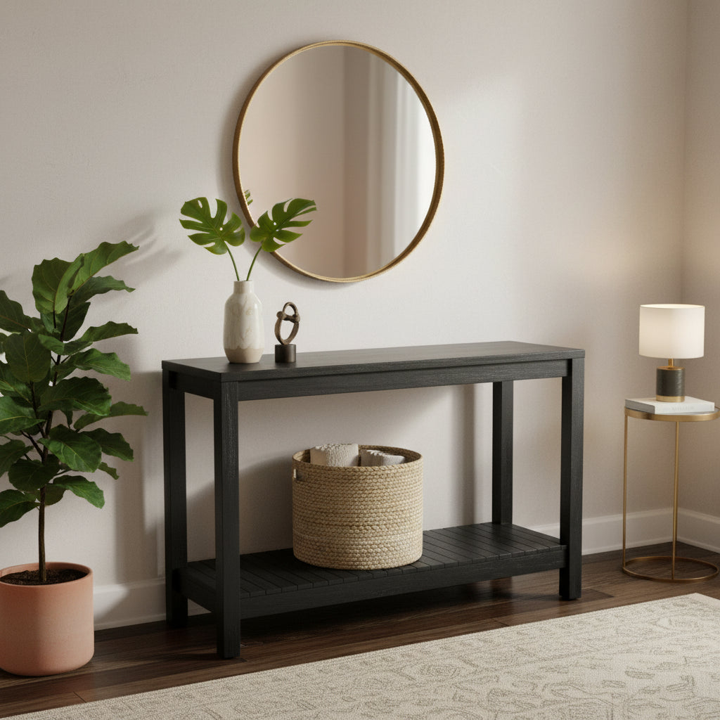Solid Wood Entryway Table with Shelf