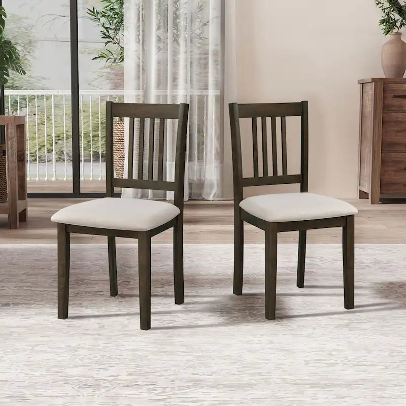 Ensemble Table et Chaises de Salle à Manger Carrée en Bois, Table à Manger Décontractée avec 4 Chaises de Salle à Manger Rembourrées pour Coin Repas de Cuisine