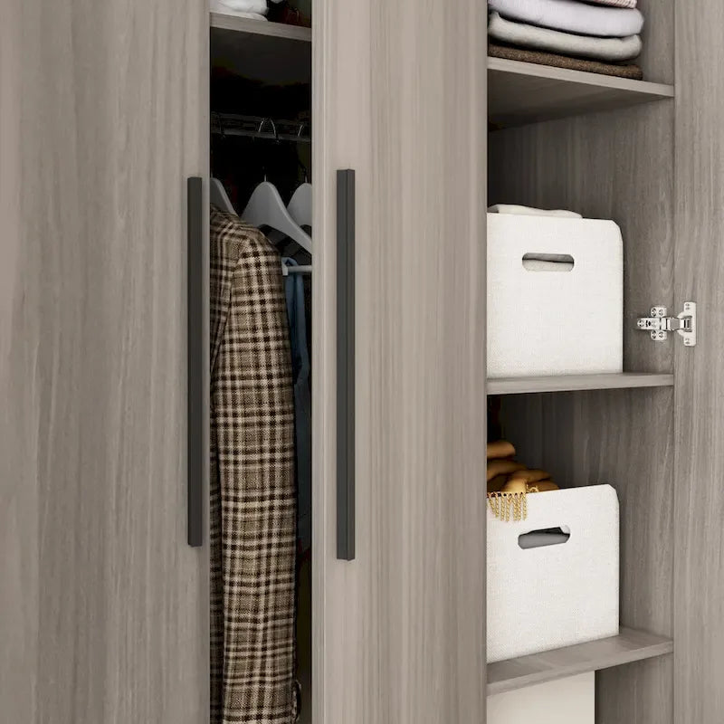 Armoire de rangement en bois avec 6 cubes de rangement et tringle à vêtements