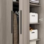 Armoire de rangement en bois avec 6 cubes de rangement et tringle à vêtements