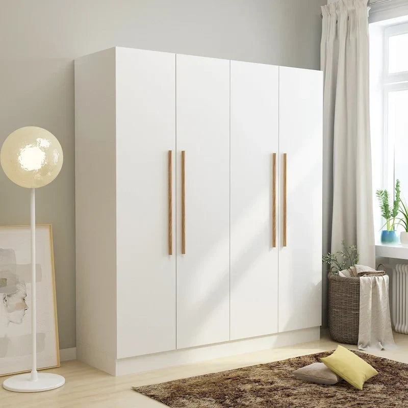 Armoire moderne autoportante en bois massif avec étagères de rangement