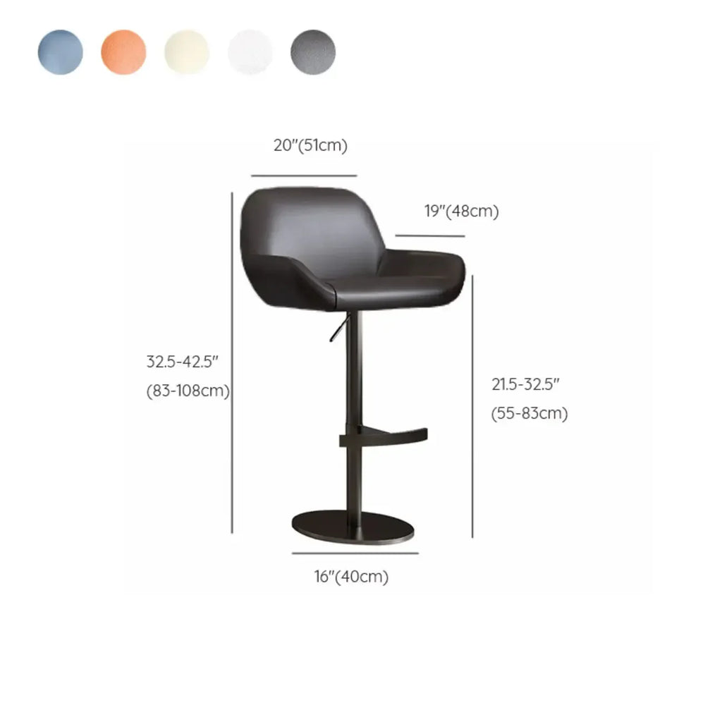 Tabourets de bar pivotants en cuir minimalistes à dossier bas pour la cuisine
