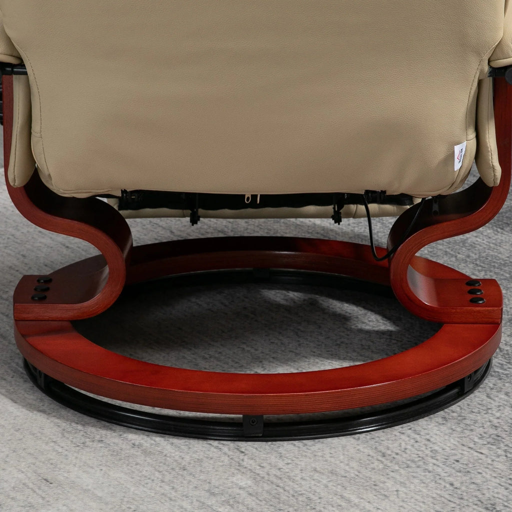 Fauteuil inclinable manuel pivotant en similicuir HomCom avec repose-pieds confortable et relaxant